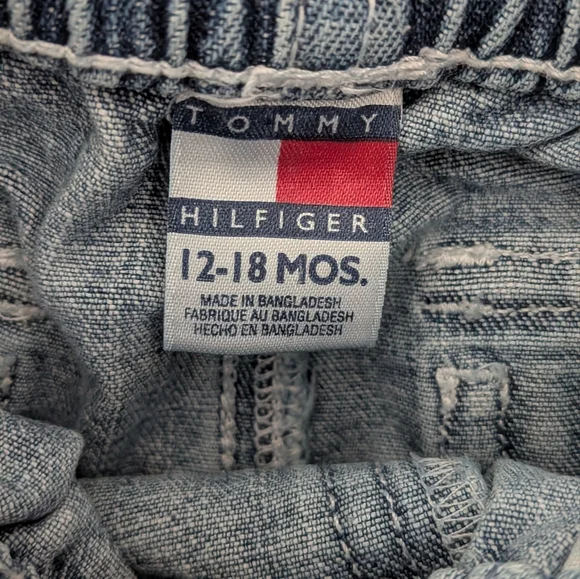 12M-18M - Y2K Tommy Hilfiger - Baby Light Blue Denim Cargo Jeans - Picture 4 of 8